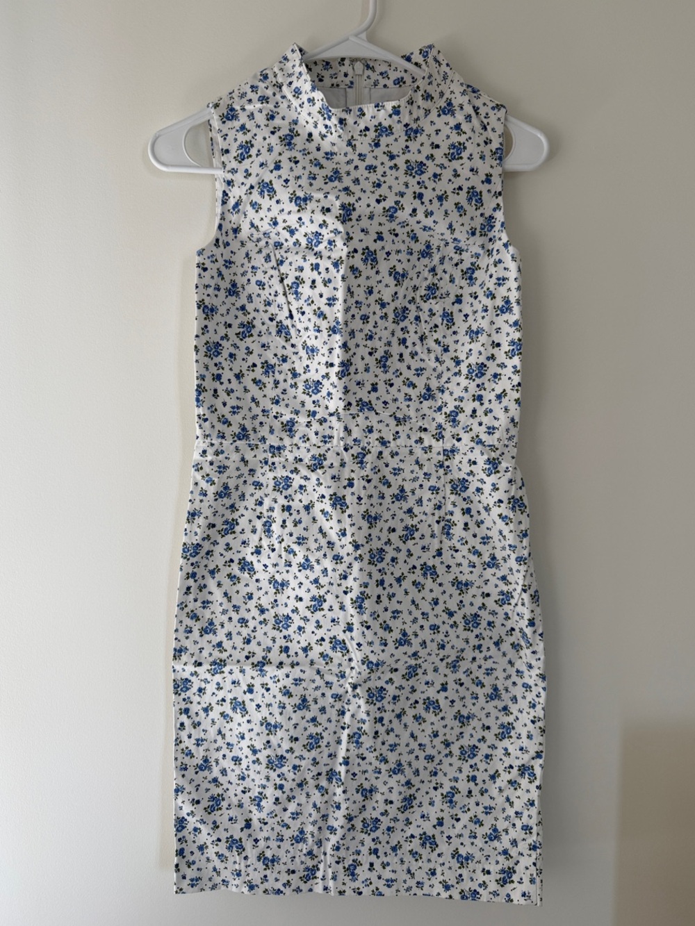 Brooks Brothers White Dress with Blue Floral Pattern